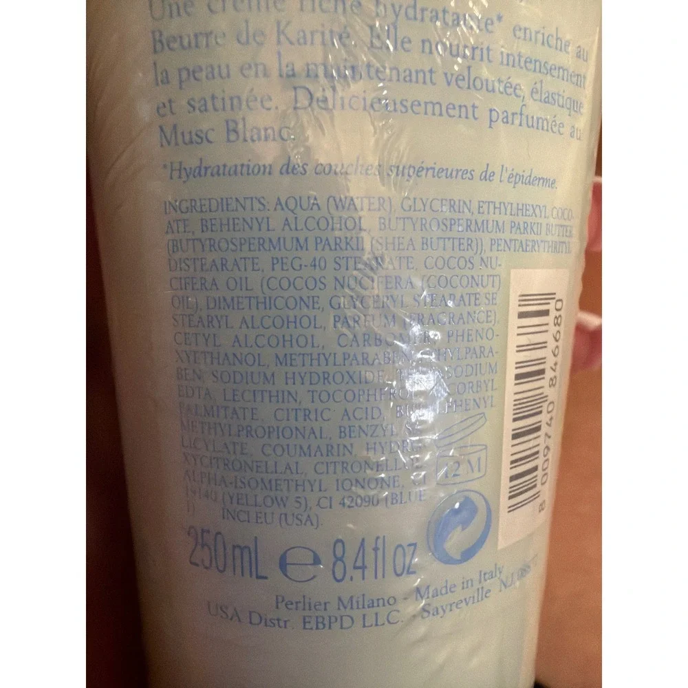 Perlier Musc Blanc White Musk Moisturizing Body Cream 8.4 oz 250mL Sealed Italy